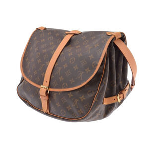 Louis Vuitton Shoulder Brown Bag Leather Saumur Monogram